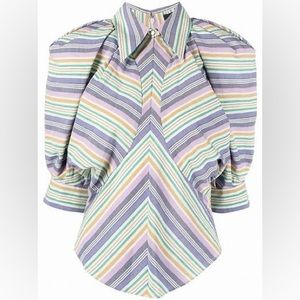 Isabel Marant Eori Stripe Puff Sleeve Blouse 34 Size 2